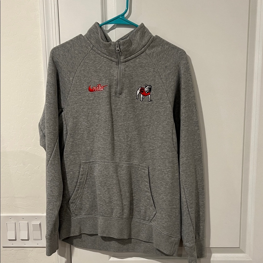 Nike Gray Zip-Up Men's Sweater—University of Georgia